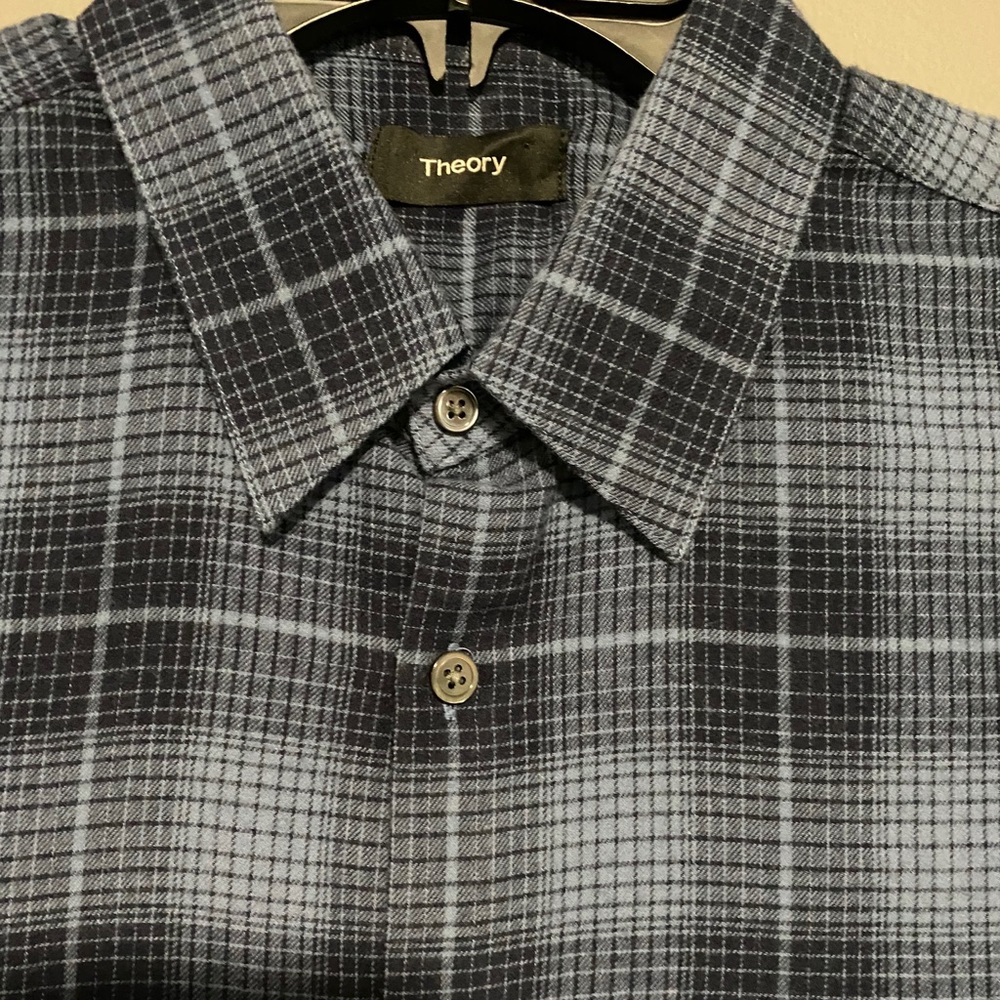 Theory Irving Shirt in Grid Cotton Flannel - Picture 6 of 7